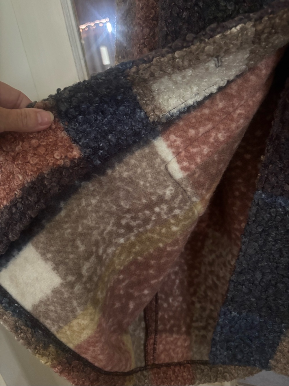 CHARLIE B Multi-Color Plaid Teddy Jacket in Brown, Rust, Cream, Gray - Picture 6 of 10